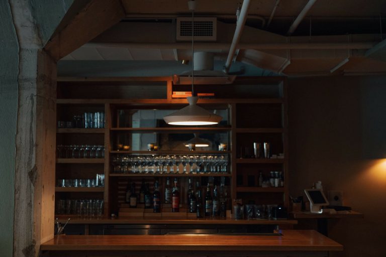 kintsugi lamp above counter