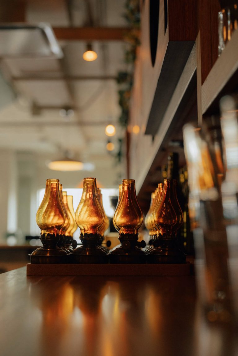 gas lamps on the backbar