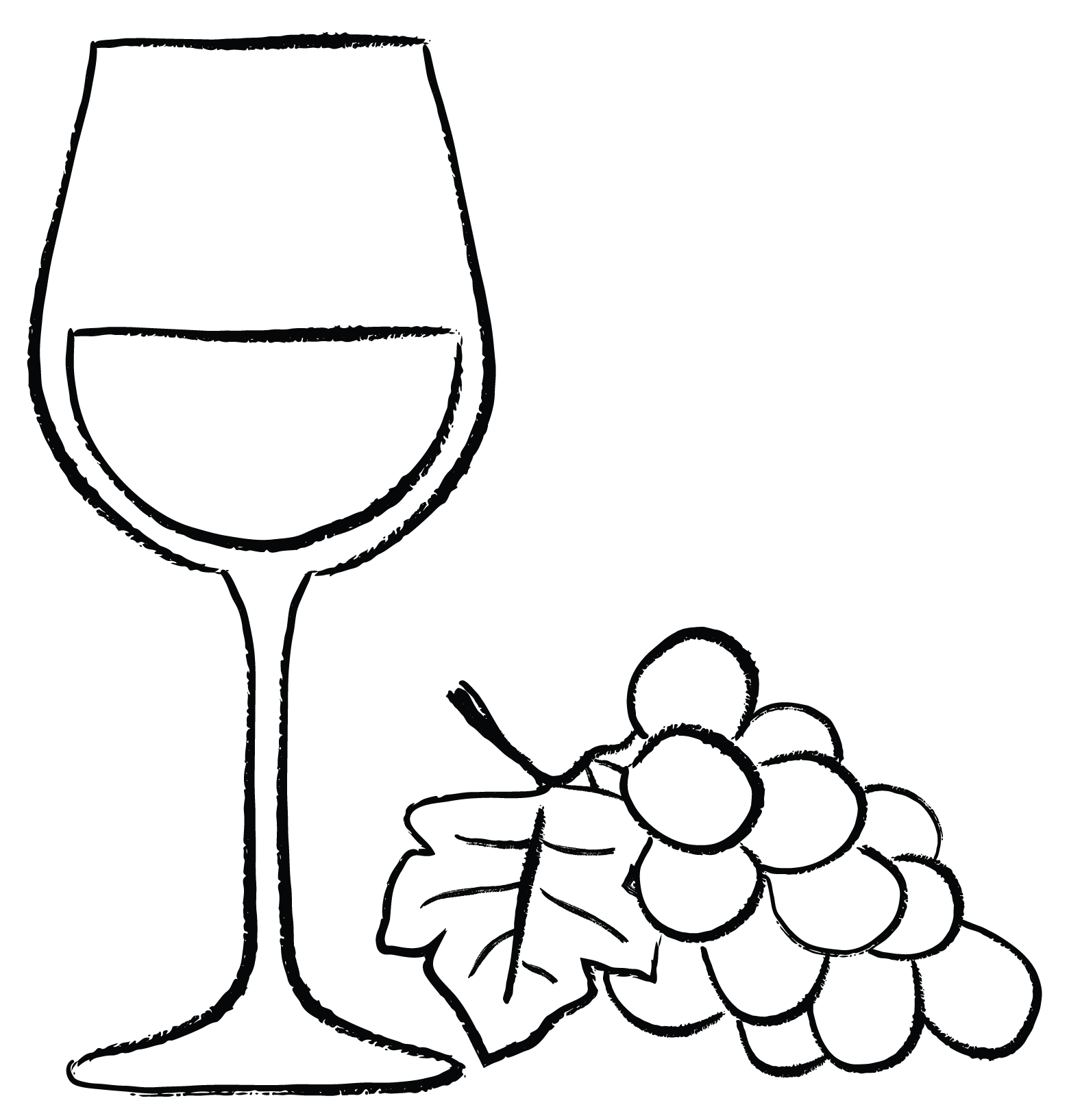 wine glass with grapes illustration